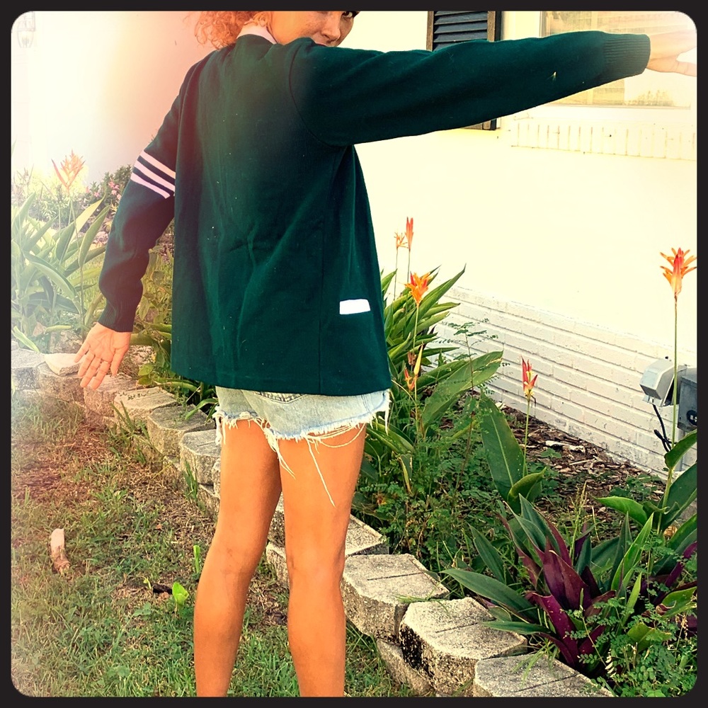 Amazing  green varsity prep school cardigan